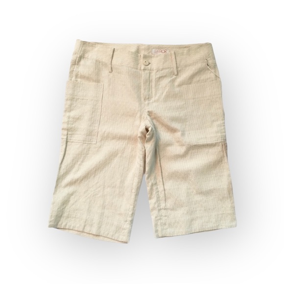 new La Rok ༄ Gold Lurex Thread Knit Dressy Cargo Bermuda Shorts ༄ Creamy White 8 - Picture 13 of 16